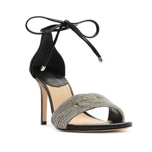 SCHUTZ Black and Silver Strappy Heels